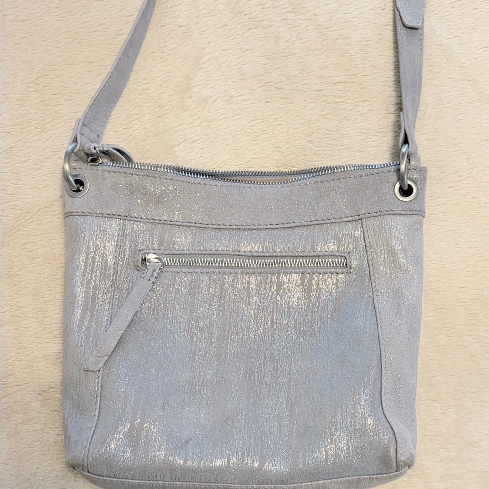 American Leather Co Crossbody Bag Shimmer Grey - Picture 2 of 11